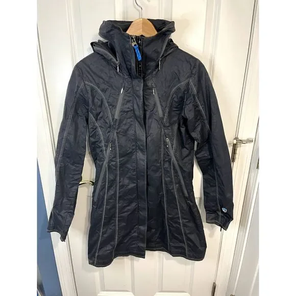 Kuhl Lena Grey Hooded Trench Coat Water Resistant Size Small - Picture 1 of 7